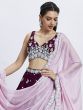 Magenta Floral Embroidered Lehenga Choli In Georgette