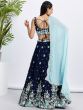 Deep Blue Georgette Lehenga Choli Set In Sequins Embroidery