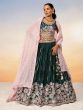 Teal Green Embroidered Lehenga Choli In Satin