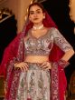 Silver Mauve Satin Lehenga Choli In Stone Embroidery