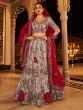 Silver Mauve Satin Lehenga Choli In Stone Embroidery