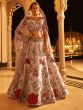 Lilac Floral Embroidered Lehenga Choli In Satin Silk