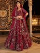 Red Stone Embellished Satin Silk Lehenga Choli