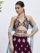 Wine Embroidered Lehenga Choli In Georgette