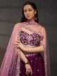 Wine Chiffon Silk Embroidered Lehenga Choli Set