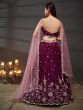 Wine Chiffon Silk Embroidered Lehenga Choli Set