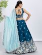 Royal Blue Heavy Embroidered Lehenga Choli In Georgette