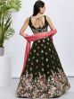 Deep Green Floral Thread Embroidered Lehenga Choli