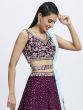 Magenta Stone Embroidered Lehenga Choli In Chiffon