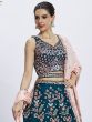 Teal Blue Sequins Embroidered Georgette Lehenga Choli