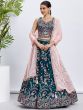 Teal Blue Sequins Embroidered Georgette Lehenga Choli