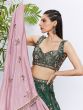 Dark Green Zari Embellished Lehenga Choli In Chiffon