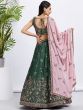 Dark Green Zari Embellished Lehenga Choli In Chiffon