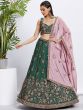 Dark Green Zari Embellished Lehenga Choli In Chiffon