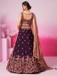 Wine Sequins Embroidered Wedding Lehenga Choli