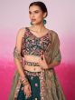 Dark Green Chiffon Lehenga Choli In Sequins Work