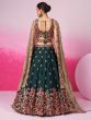 Dark Green Chiffon Lehenga Choli In Sequins Work