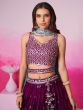 Wine Sequins Embellished Bridesmaid Lehenga Choli