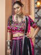 Black And Mauve Resham Embroidered Navratri Lehenga Choli