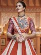 Orange And White Mirror Work Enhanced Navarati Lehenga Set