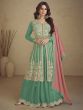 Sea Green Zari Embroidered Indo Style Lehenga Choli