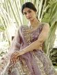 Lilac Net Embroidered Lehenga Choli