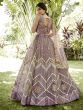 Lilac Net Embroidered Lehenga Choli