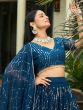 Blue Sequins Embroidered Lehenga Choli In Georgette