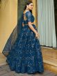 Blue Sequins Embroidered Lehenga Choli In Georgette