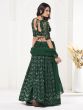 Dark Green Sequins Embroidered Lehenga Choli In Georgette