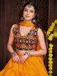 Dark Yellow Silk Lehenga Choli In Thread Work