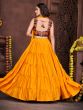 Dark Yellow Silk Lehenga Choli In Thread Work