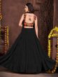 Black Thread Work Navratri Lehenga Choli In Mono Silk