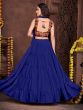 Royal Blue Mirror Work Navratri Lehenga Choli In Mono Silk