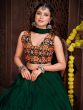 Dark Green Navratri Lehenga Choli With Thread Embroidery