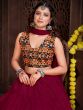 Maroon Navratri Lehenga Choli In Moni Silk With Blouse