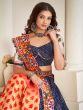 Blue Bandhej Printed Lehenga Choli In Navratri Style