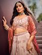 Dusty Pink Thread Embroiderd Lehenga Choli In Silk