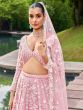 Baby Pink Stone Embroiderd Lehanga Choli In Organza