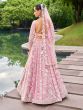 Baby Pink Stone Embroiderd Lehanga Choli In Organza