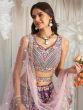 Purple Floral Embroidered Lehenga Choli In Georgette