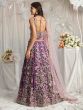 Purple Floral Embroidered Lehenga Choli In Georgette