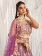 Purple Organza Lehenga Choli In Zari Work