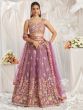 Purple Organza Lehenga Choli In Zari Work