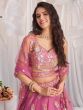 Dark Pink Sequins Embroidery Lehenga Choli In Organza