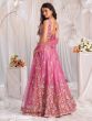 Dark Pink Sequins Embroidery Lehenga Choli In Organza