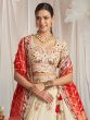 Ivory White Lehenga Choli In Organza With Printed Dupatta