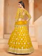 Yellow Organza Lehenga Choli In Zari Embroidery