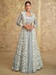 Grey Mirror Embellished Indowestern Lehenga Choli