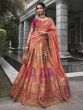 Peach Traditional Zari Work Lehenga Choli In Banarasi Silk